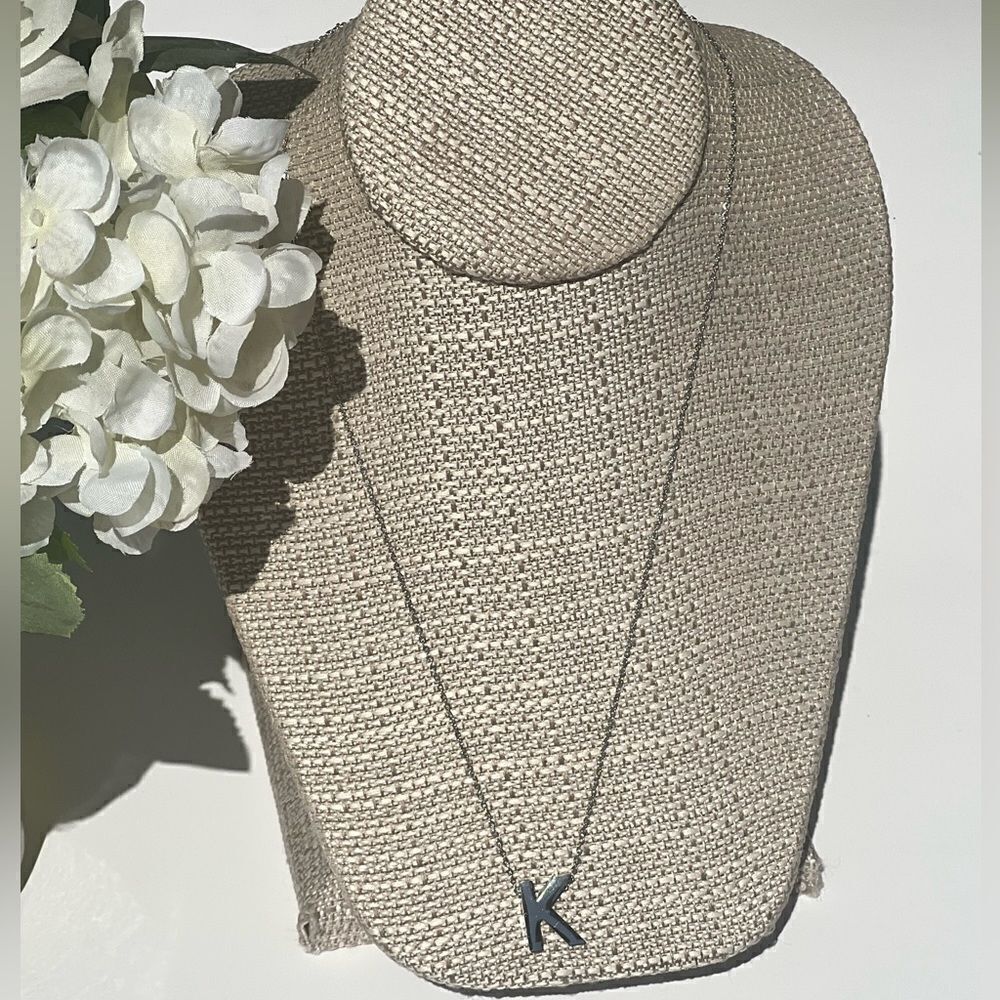 Silver Tone Stainless Steel  initial Pendant necklace Letter K